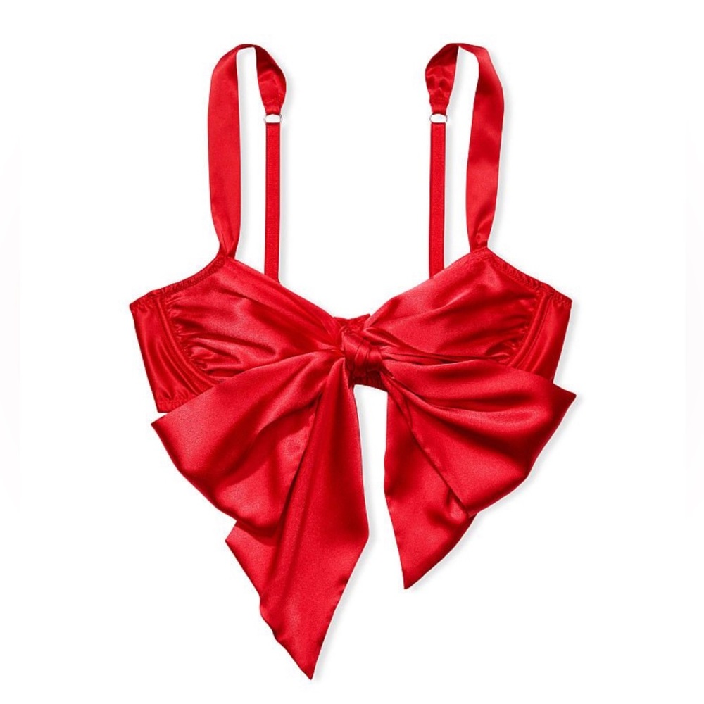 Adore Me Red Tie Bow Lined Bra Perfect for Valentines Day!